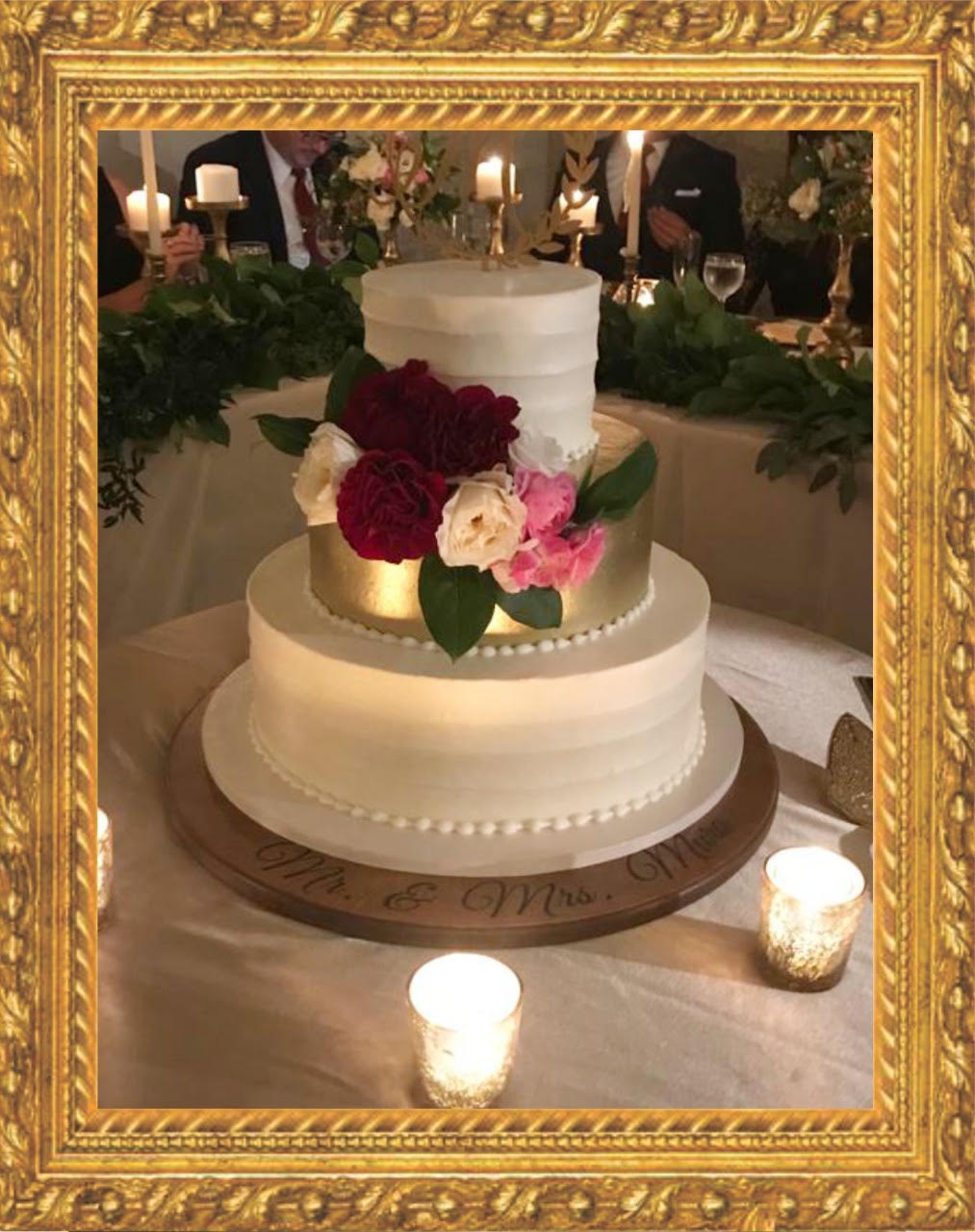 Three-Tier Gold Leaf Cake